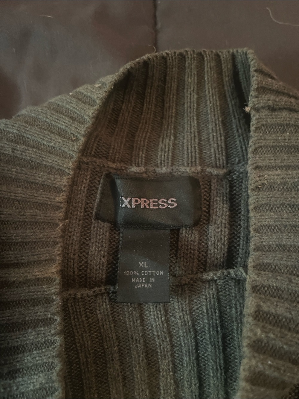Express Men's Ribbed Cotton Cardigan - Olive Green